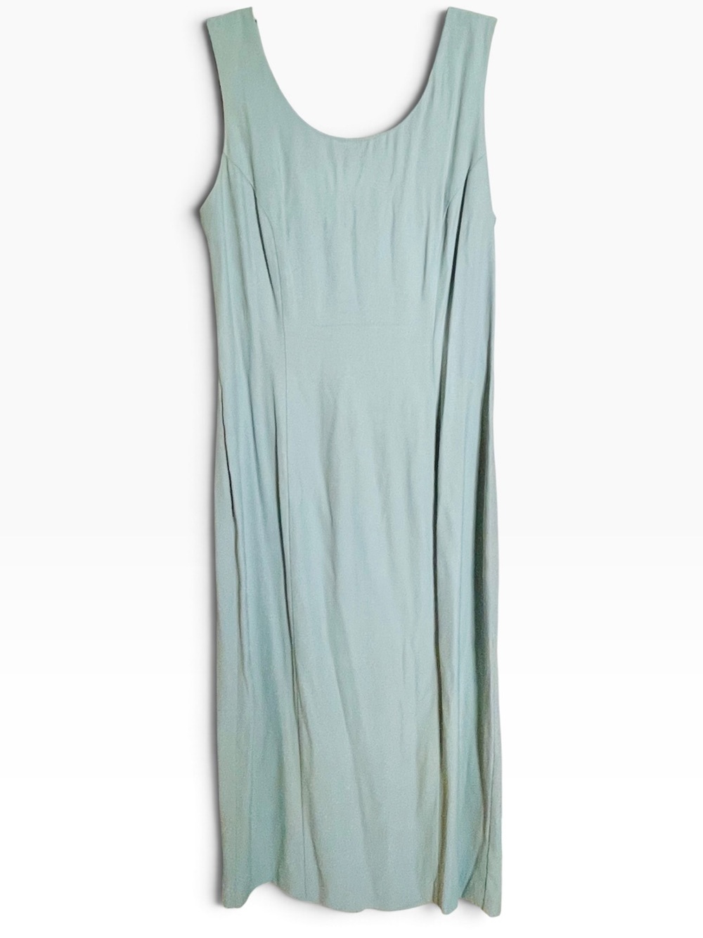 Vintage 90’s SL Fashions Sage Green Scoop Neck Sheath Column Maxi Dress Fits 10